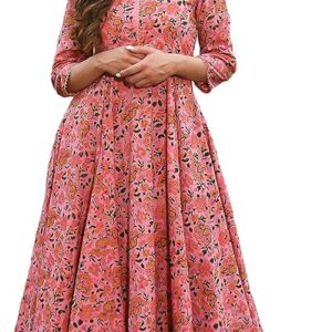 apcollections.in Women's Cotton Printed Anarkali Kurti with Palazzo Pants Set, Floral
