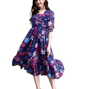 apcollections.in Women's Georgette Floral Printed Western Gown