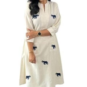 apcollections.in Women's Cotton Printed Straight Kurti with Pant and Dupatta Set