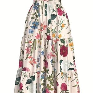 apcollections.in Women’s Long Flared Skirt – Floral Printed Western Summer Wear