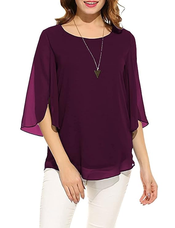 apcollections.in Women's and Girls Georgette Top Maroon